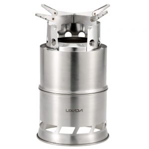 Lixada Portable Stainless Steel Lightweight Wood Stove Solidified Alcohol Stove Outdoor Cooking