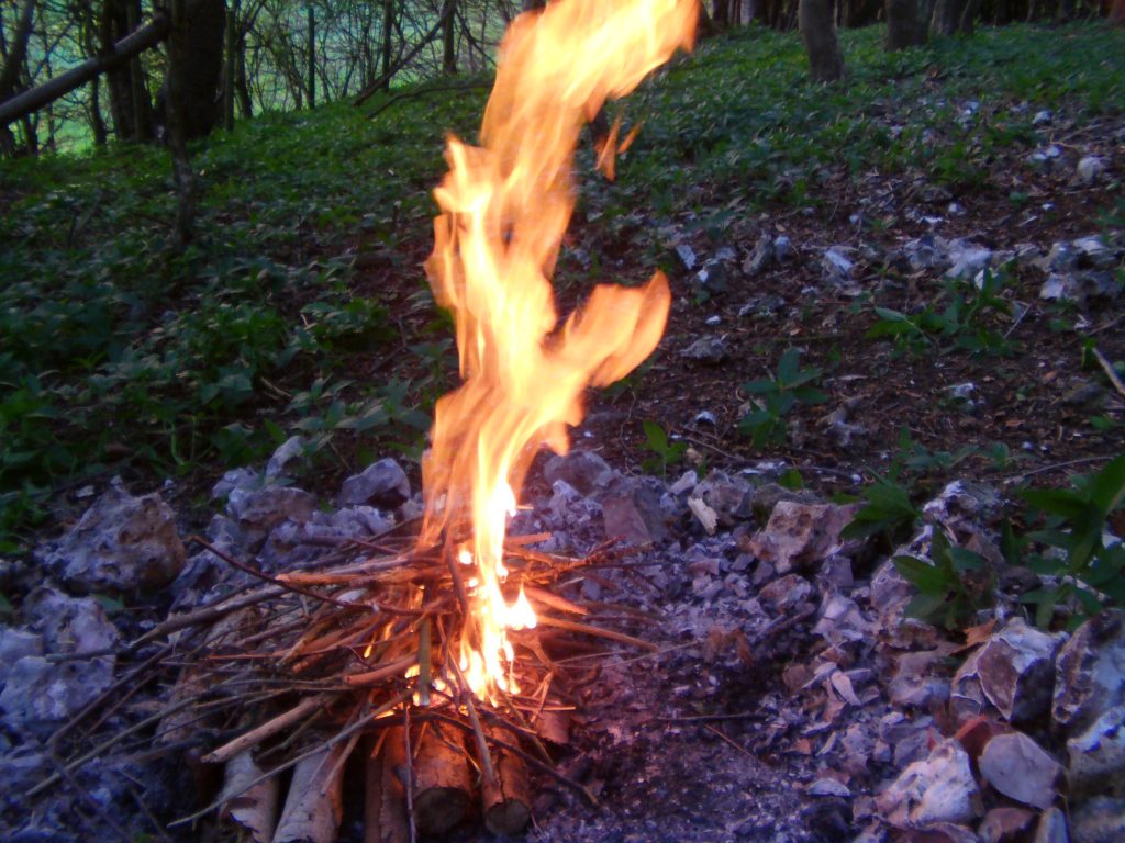 wild camping fire
