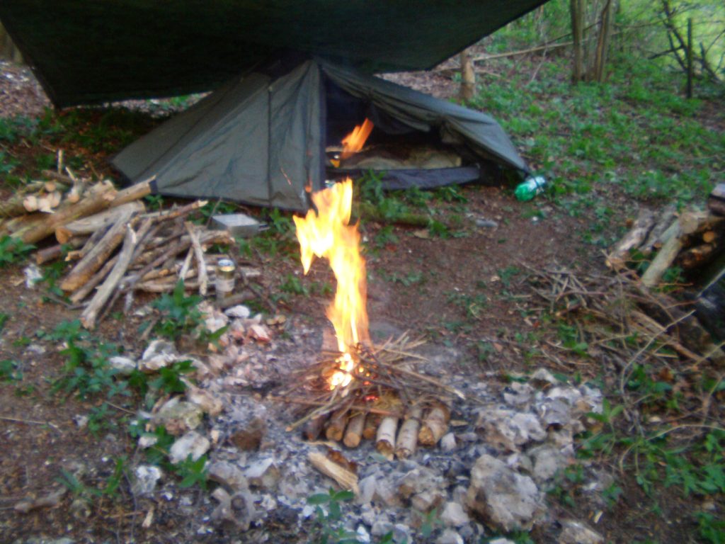 Wild solo camping sleeping