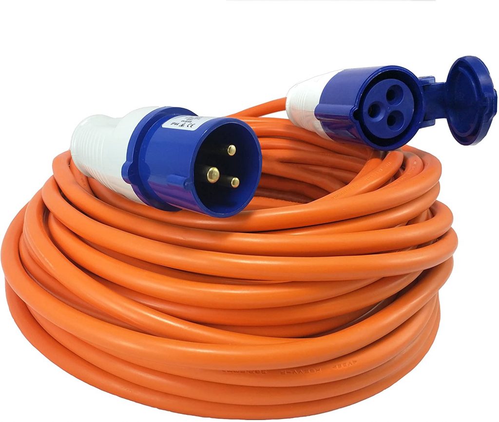 MOTORHOMES PAT TESTED 25M EXTENSION LEADS IP44 16A BLUE HOOKUP FOR CAMPING 